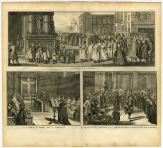 Antique Print-FUNERAL-CHURCH-PROCESSION-Picart-1727