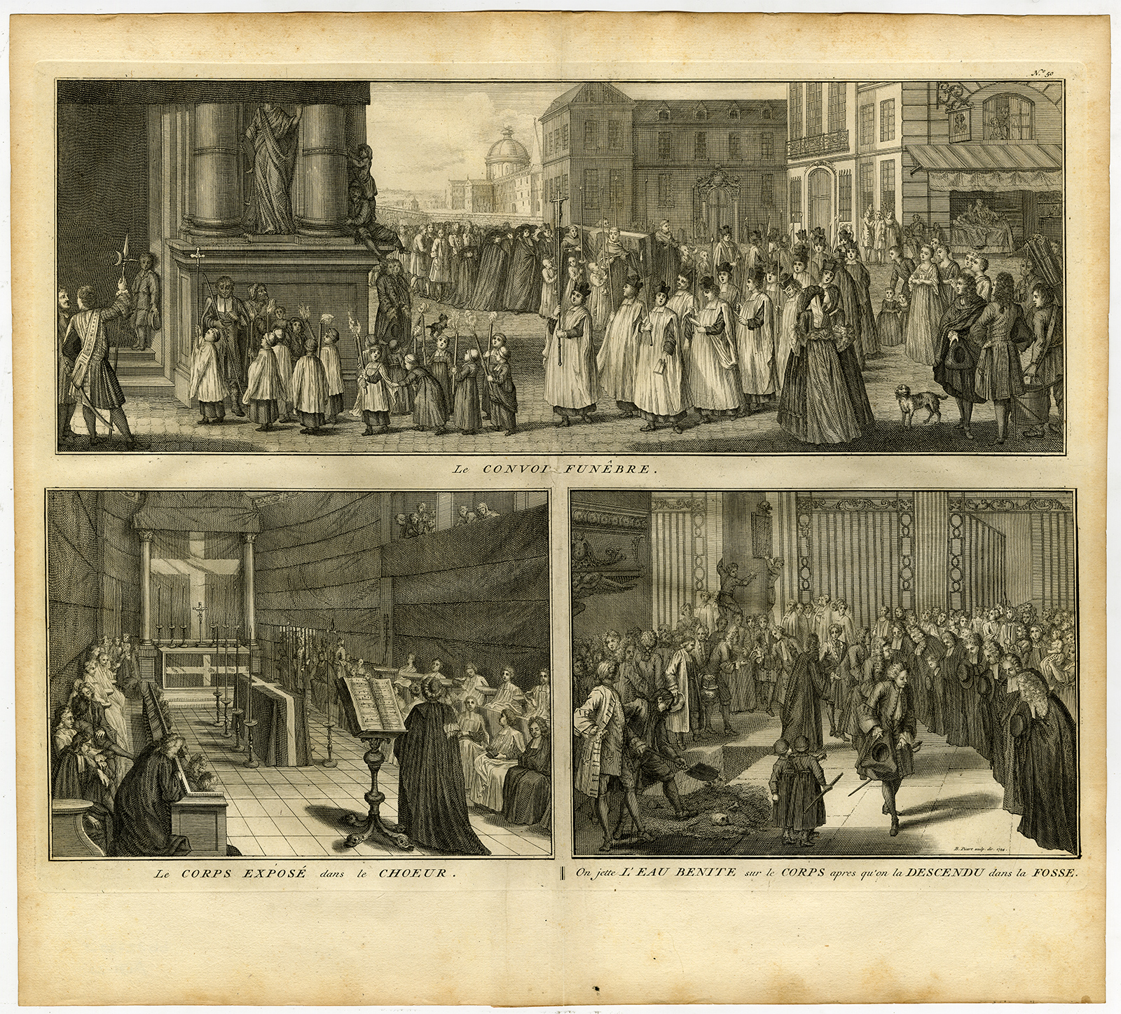 Bb02720 3 416x376 Antique Print-FUNERAL-CHURCH-PROCESSION-Picart-1727