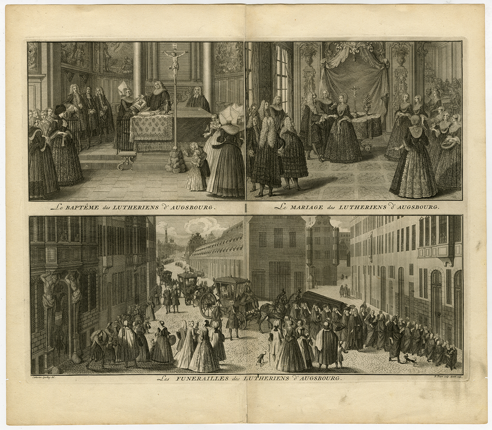 , Antique Print-LUTHERANS-AUGSBURG-BAPTISM-Picart-1727, Pictura Antique Prints