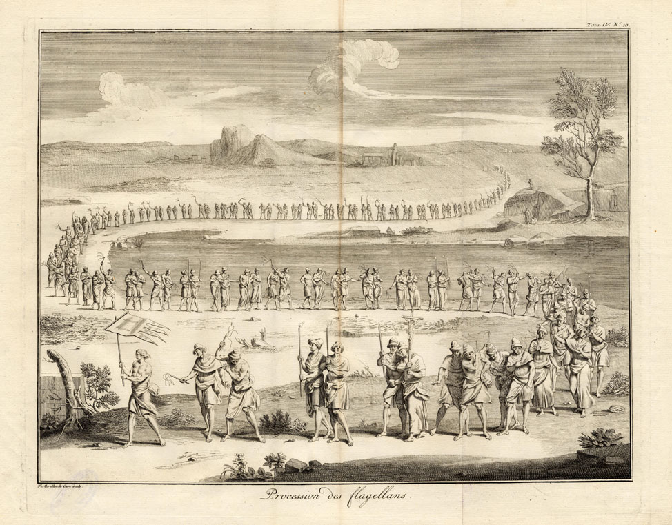 , Antique Print-FLAGELLANT-ROMAN CATHOLIC-Picart-1727, Pictura Antique Prints