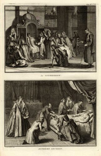 Antique Print-CONFESSION-ROMAN CATHOLIC-Picart-1727