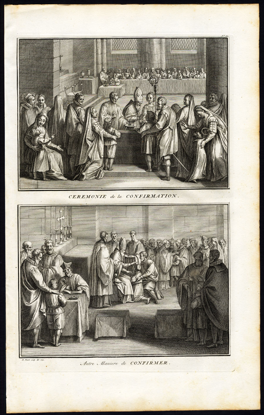 , Antique Print-CONFIRMATION-ROMAN CATHOLIC-Picart-1727, Pictura Antique Prints