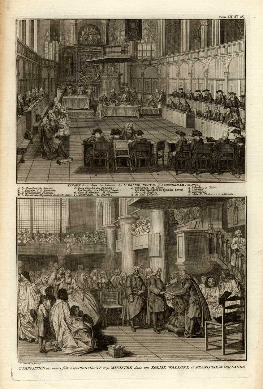 , Antique Print-SYNOD-SYNODE-NIEUWE KERK-AMSTERDAM-Picart-1727, Pictura Antique Prints