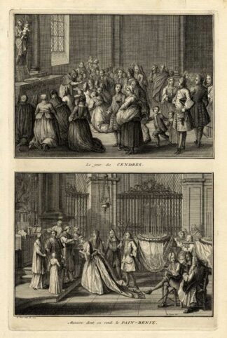 Antique Print-ASH WEDNESDAY-BLESSED BREAD-Picart-1727