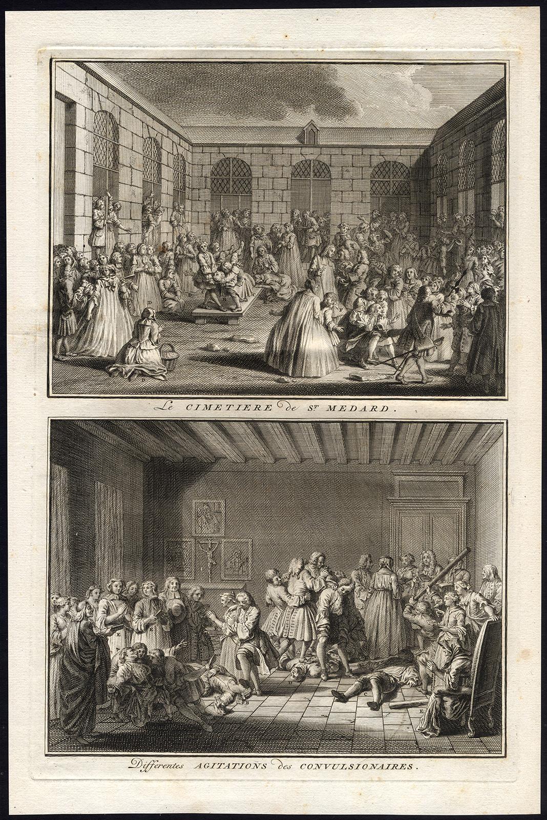 , Antique Print-CONVULSIONNAIRES-SAINT MEDARD-Picart-1727, Pictura Antique Prints