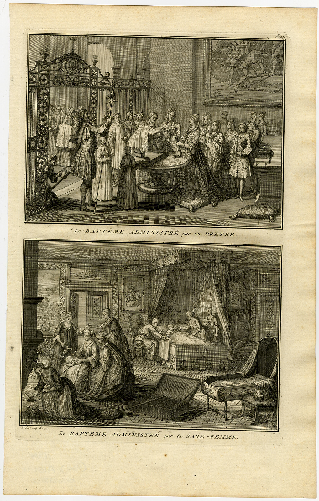, Antique Print-BAPTISM-PRIEST-MIDWIFE-BABY-Picart-1727, Pictura Antique Prints