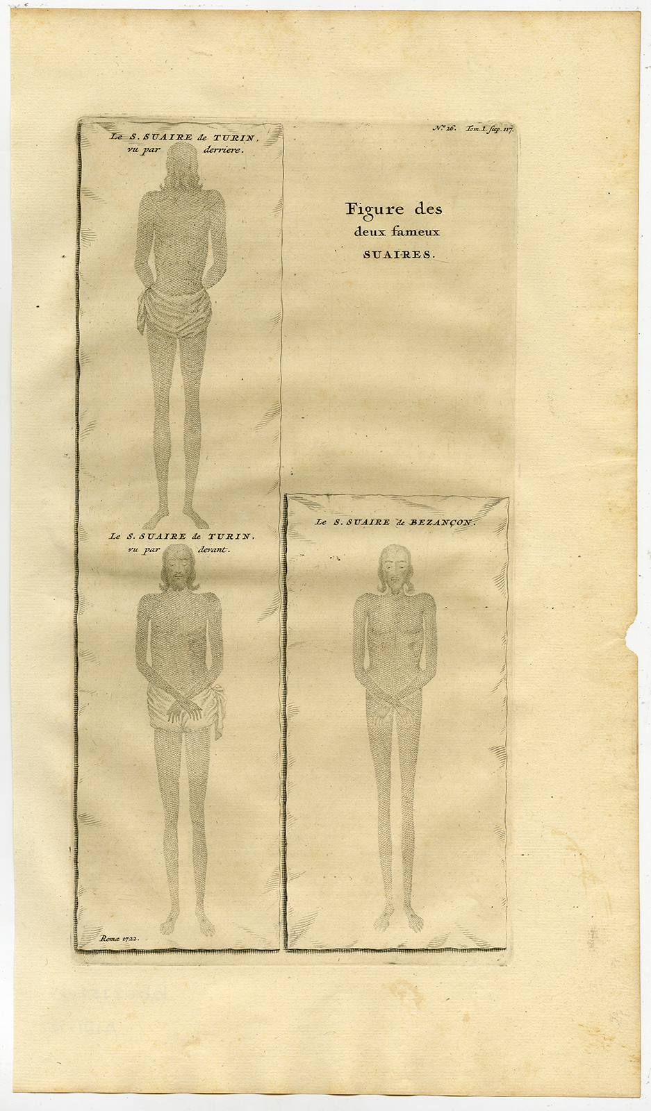, Antique Print-TURIN SHROUD-BESANCON-SHROUD-Picart-1727, Pictura Antique Prints