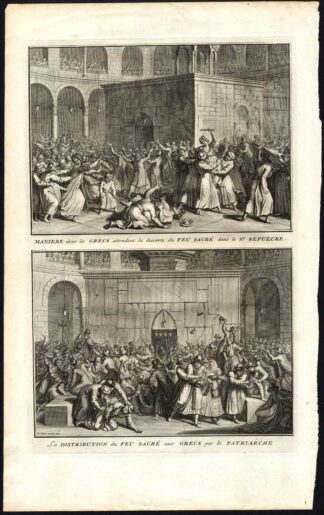 Antique Print-GREECE-PATRIARCH-HOLY FIRE-Picart-1727