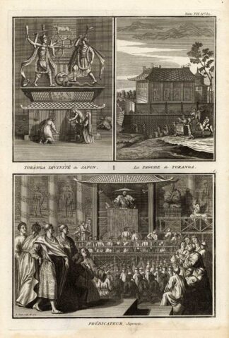 Antique Print-JAPAN-DEITY-TORANGA-PAGODA-Picart-1727