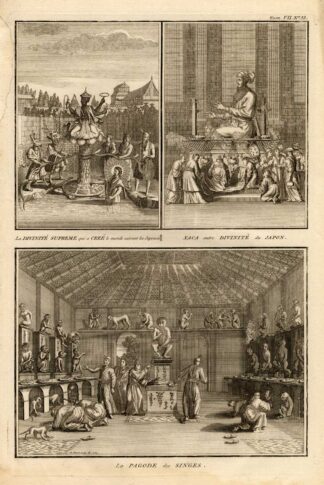 Antique Print-JAPAN-MONKEY-PAGODA-XACA-Picart-1727