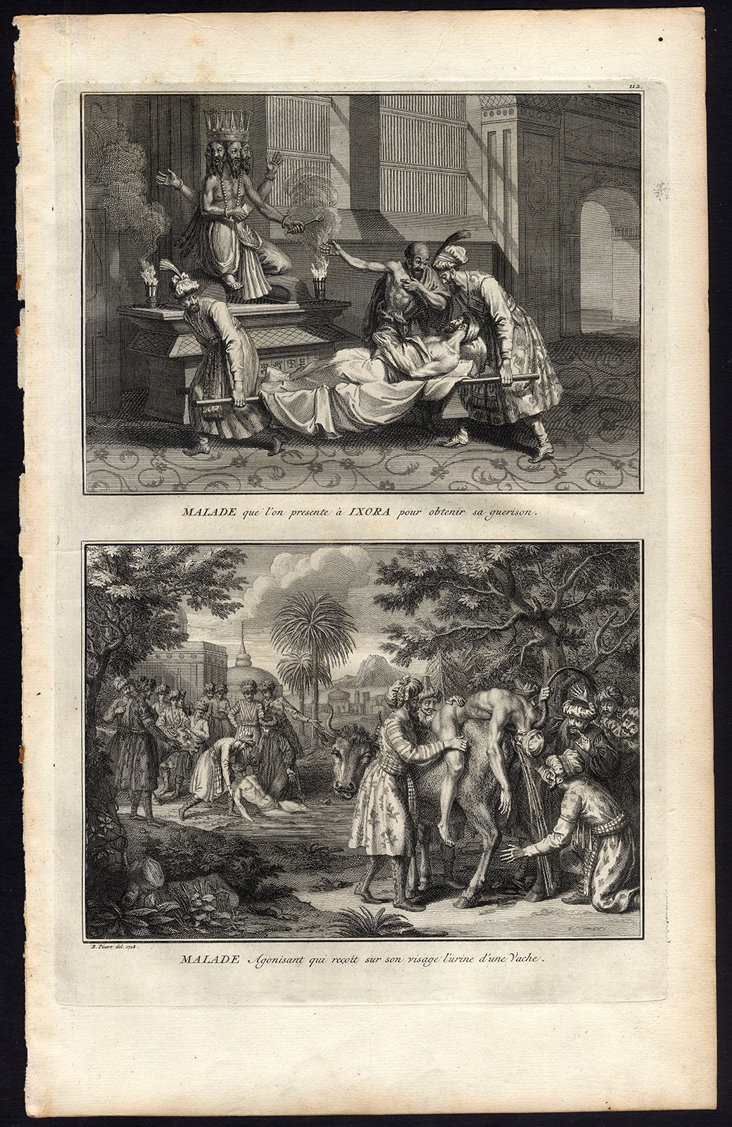 , Antique Print-IXORA-IDOL-COW-SICKNESS-INDIA-Picart-1727, Pictura Antique Prints