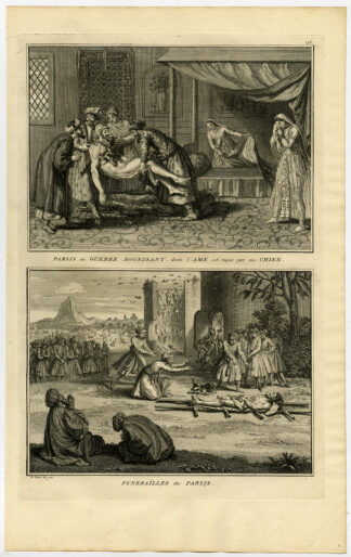 Antique Print-PARSI-INDIA-DOG-FUNERAL-Picart-1727