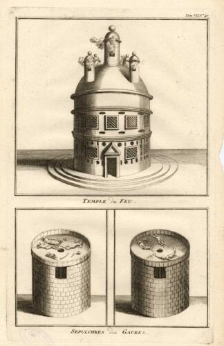 Antique Print-PARSI-INDIA-TEMPLE-SEPULCHRE-Picart-1727