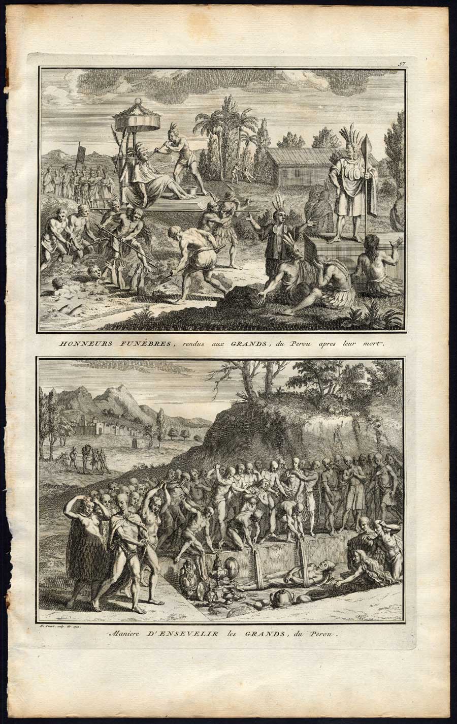 , Antique Print-PERU-SOUTH AMERICA-FUNERAL-Picart-1727, Pictura Antique Prints