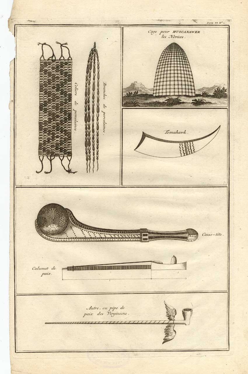 , Antique Print-PIPE-INDIAN-TOMAHAWK-USA-Picart-1727, Pictura Antique Prints