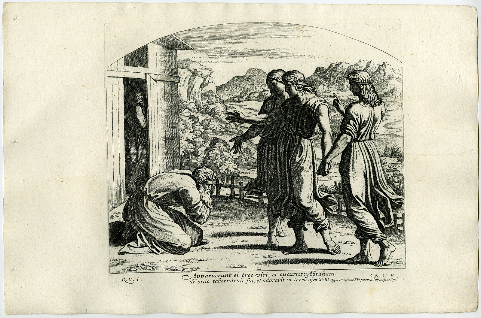, Antique Print-ABRAHAM-BIBLE-GENESIS-Chapron-1649, Pictura Antique Prints