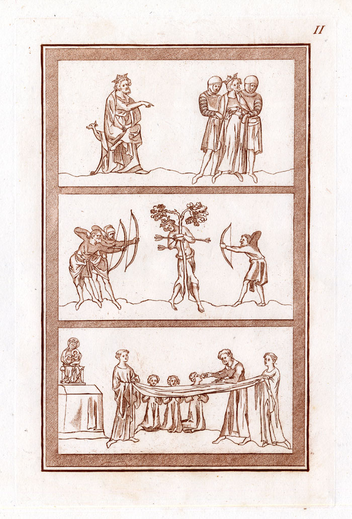 , Antique Print-KING EDMUND-SACRAMENT-ENGLAND-Strutt-1793, Pictura Antique Prints