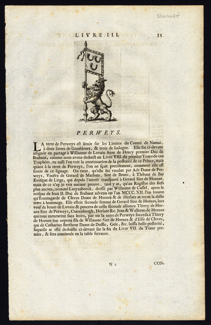 , Antique Print-PERWIJS-BELGIUM-BRABANT-Butkens-1724, Pictura Antique Prints