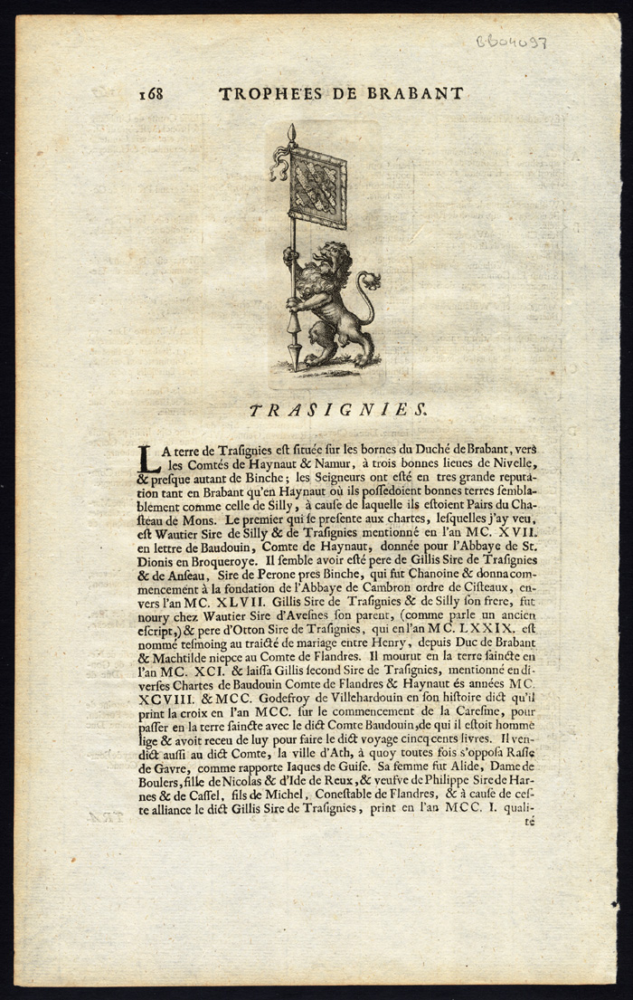 , Antique Print-TRASIGNIES-BELGIUM-BRABANT-Butkens-1724, Pictura Antique Prints