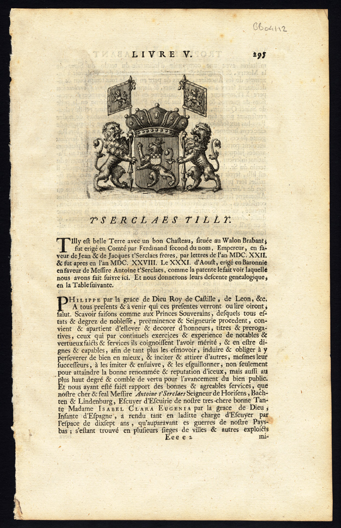 , Antique Print-SERCLAES TILLY-BELGIUM-Butkens-1724, Pictura Antique Prints
