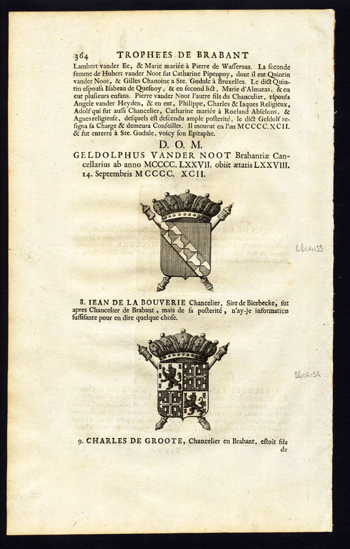 , 4 Antique Prints-COAT OF ARMS-BOUVRIE-NOOT-Butkens-1724, Pictura Antique Prints
