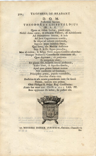 3 Antique Prints-COAT OF ARMS-SESTICH-SCHYFVE-Butkens-1724