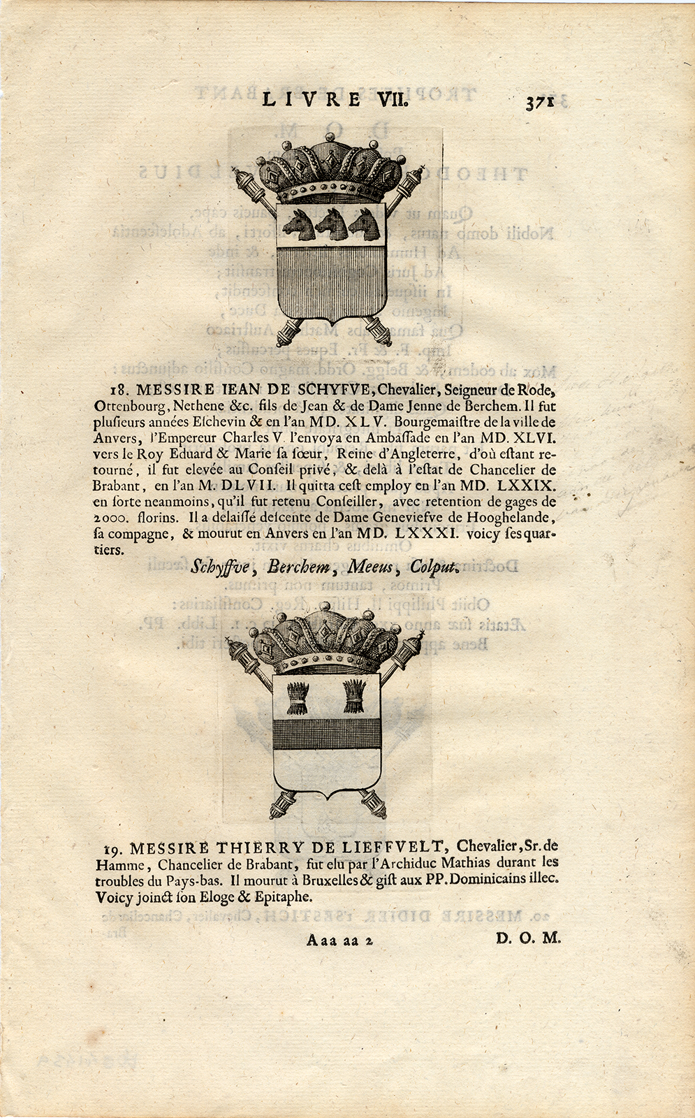, 3 Antique Prints-COAT OF ARMS-SESTICH-SCHYFVE-Butkens-1724, Pictura Antique Prints