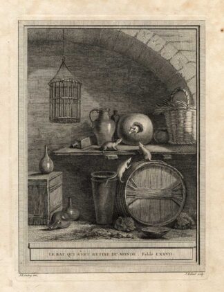 Antique Print-FABLE-RATS-La Fontaine-1755