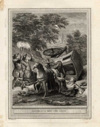 Antique Print-FABLE-PRIEST-DEATH-La Fontaine-Oudry-1755