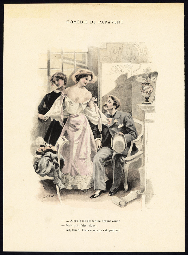 , Antique Print-COMEDIE PARAVENT-THEARE-ACT-19TH CENTURY COSTUME-LITERATURE-1890, Pictura Antique Prints