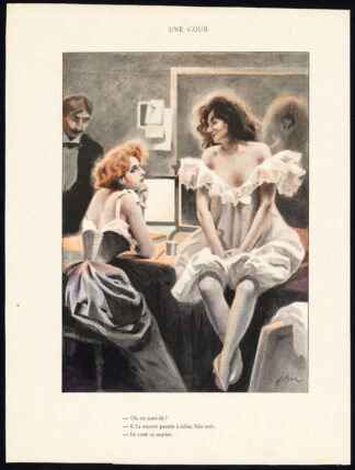 Antique Print-UNE COUR-19TH CENTURY COSTUME-ROMANCE-Bac-1890