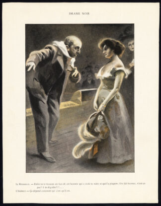 Antique Print-DRAME NOIR-19TH CENTURY COSTUME-ROMANCE-Bac-1890