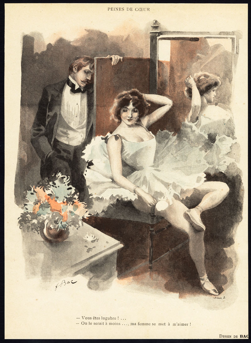 , Antique Print-PEINES DE COEUR-BALET-ROMANCE-Bac-Bordier-1890, Pictura Antique Prints