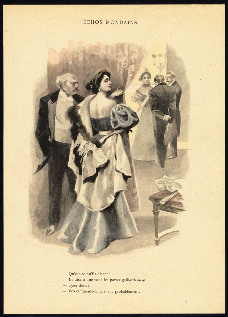 , Antique Print-ECHOS MONDAINS-19TH CENTURY COSTUME-ROMANCE-Bac-1890, Pictura Antique Prints