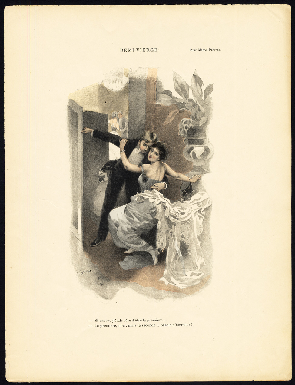 , Antique Print-DEMI VIERGE-19TH CENTURY COSTUME-ROMANCE-Bac-1890, Pictura Antique Prints