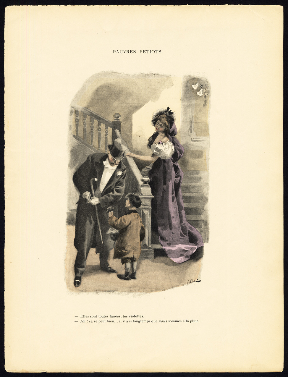 , Antique Print-PAUVRES PETIOTS-19TH CENTURY COSTUME-ROMANCE-Bac-1890, Pictura Antique Prints