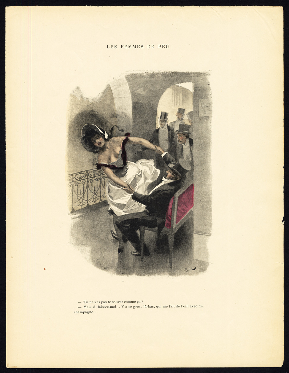 , Antique Print-LES FEMMES DE PEU-19TH CENTURY COSTUME-ROMANCE-Bac-1890, Pictura Antique Prints