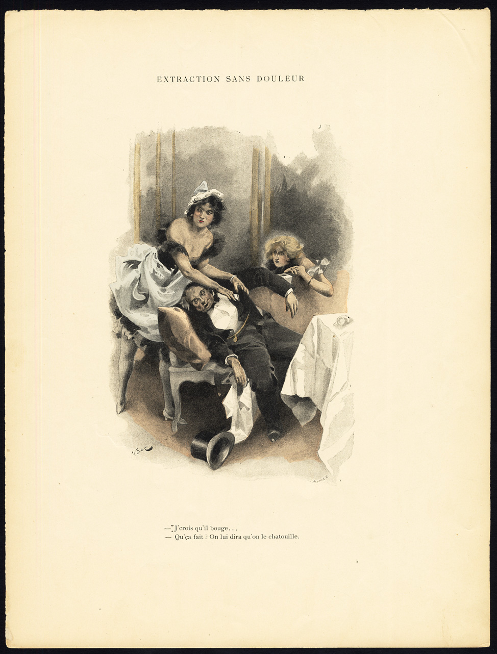 , Antique Print-EXTRACTION SANS DOULEUR-19TH CENTURY COSTUME-ROMANCE-Bac-1890, Pictura Antique Prints