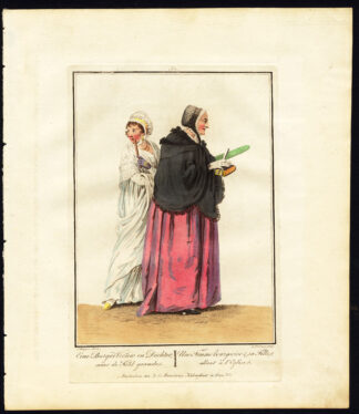 Antique Costume Print-DUTCH DRESS-MOTHER AND DAUGHTER-Maaskamp-Portman-1811
