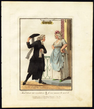 Antique Costume Print-DUTCH DRESS-ANNOUNCING DEATH-WINE-Maaskamp-Portman-1811