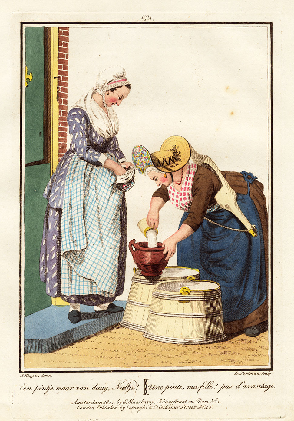 , Antique Costume Print-DUTCH DRESS-MILKMAID-ROTTERDAM-Maaskamp-Portman-1811, Pictura Antique Prints