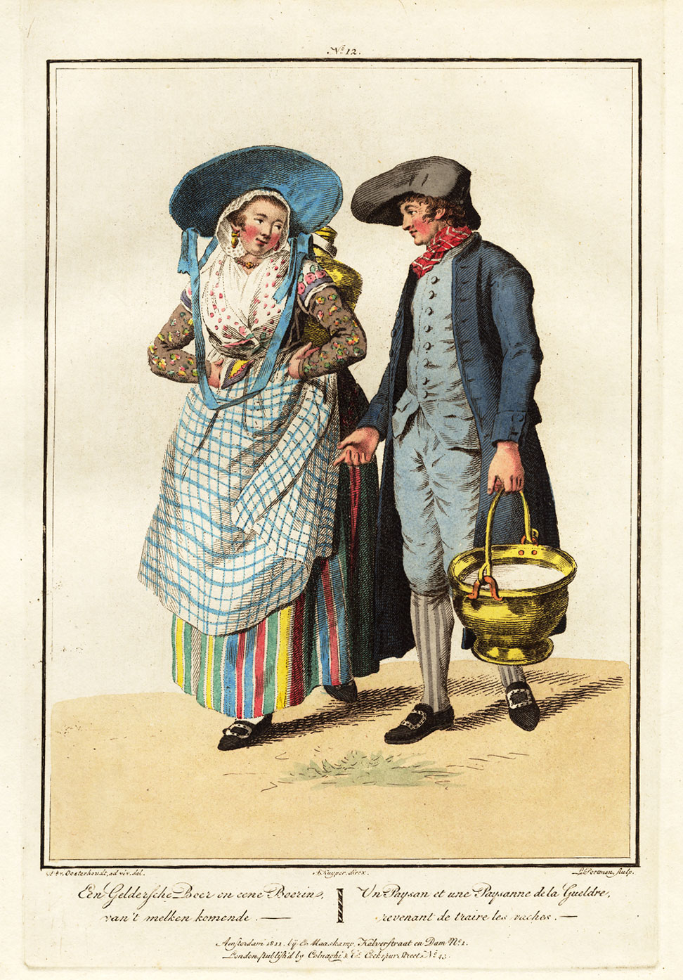 , Antique Costume Print-NETHERLANDS-FARMER-GELDERLAND-MILK-Maaskamp-Portman-1811, Pictura Antique Prints