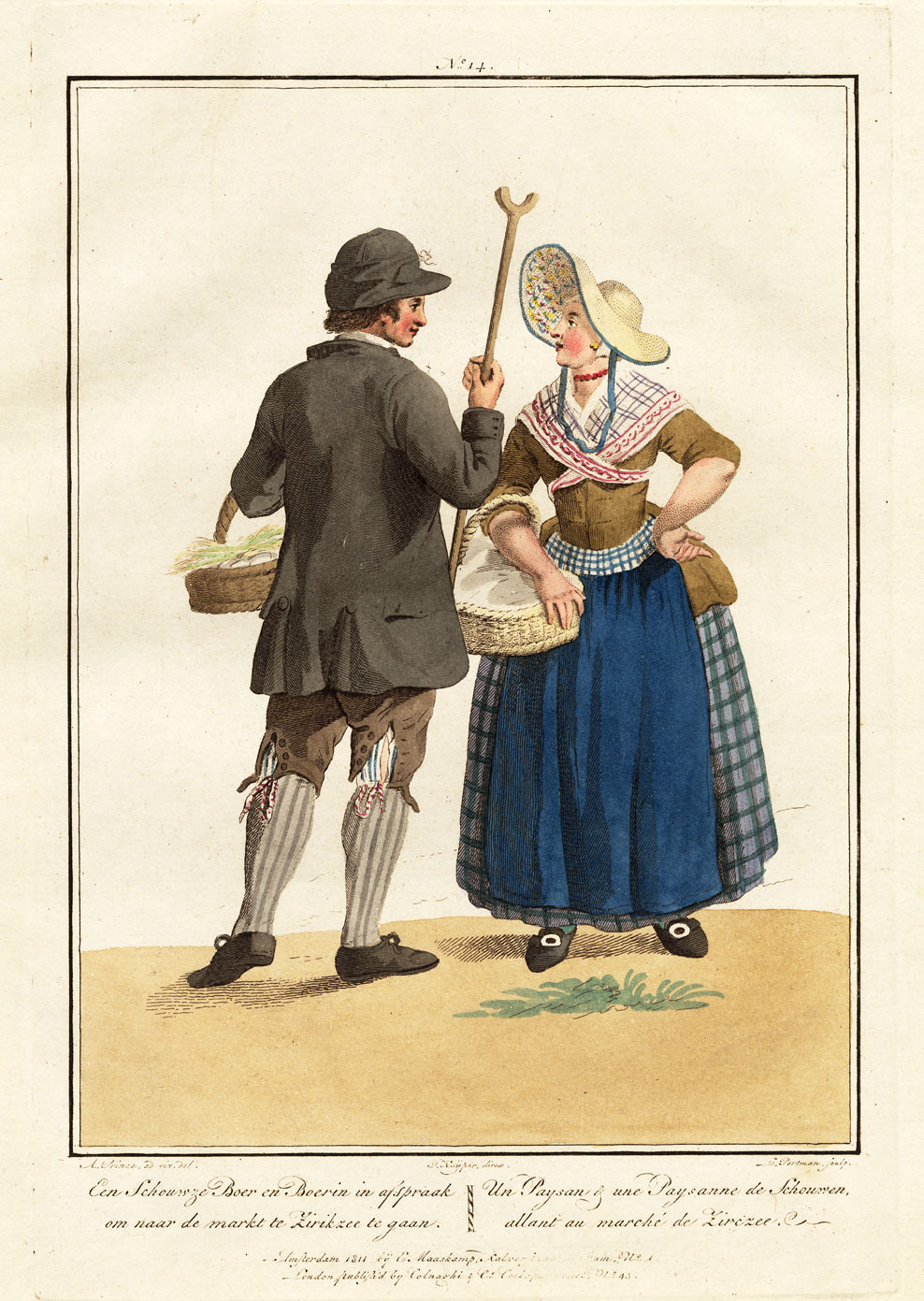 , Antique Costume Print-NETHERLANDS-SCHOUWEN-DRESS-ZEELAND-Maaskamp-Portman-1811, Pictura Antique Prints