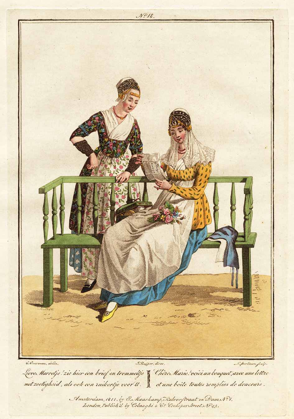Antique Costume Print-NETHERLANDS-NOORD HOLLAND-DRESS-Maaskamp-Portman-1811 - Image 2