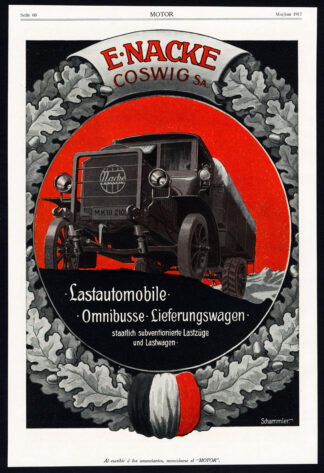 Antique Print-ADVERTISING-NACKE-SKF-LORRY-TRUCK-RADIATOR-CAR-TRACTOR-Motor-1917
