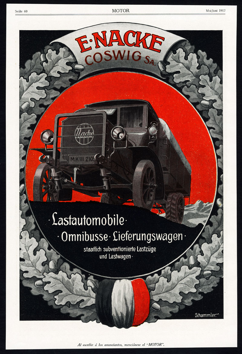 , Antique Print-ADVERTISING-NACKE-SKF-LORRY-TRUCK-RADIATOR-CAR-TRACTOR-Motor-1917, Pictura Antique Prints
