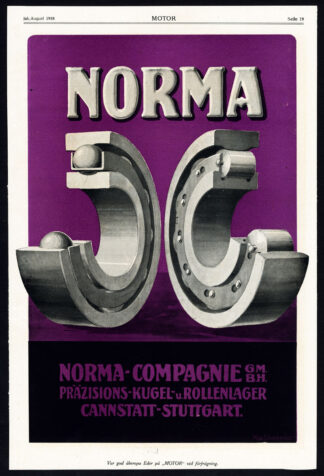 Antique Print-ADVERTISING-NORMA-BALL BEARINGS-NOTCHED BELT-AIRCRAFT-Motor-1917