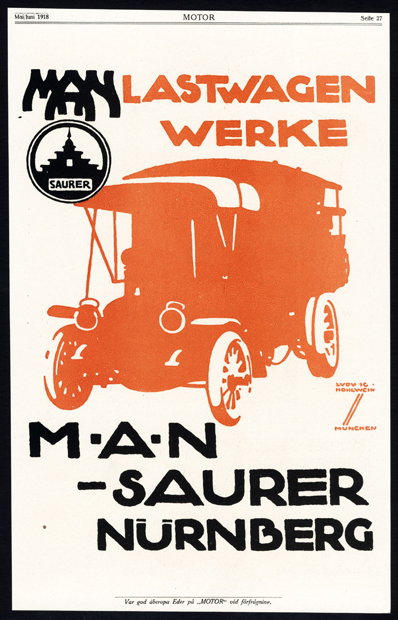 , Antique Print-ADVERTISING-MAN-TRUCK-LORRY-BRENNABOR-CAR-FACTORY-Motor-1917, Pictura Antique Prints