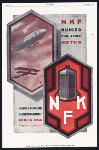 Antique Print-ADVERTISING-NKF-FOUNDRY-RADIATOR-RAUTENBACH-AIRCRAFT-Motor-1917