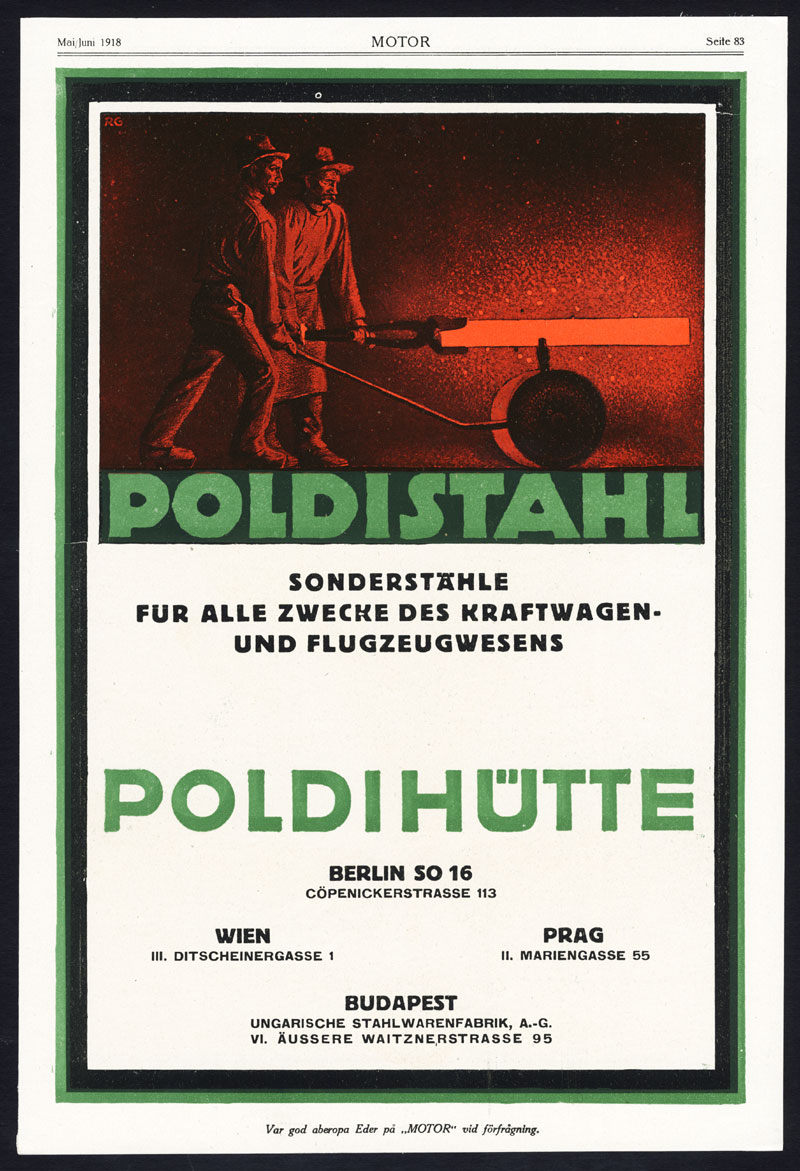 , Antique Print-ADVERTISING-POLDISTAHL-STEEL-RAUH-PUNCHING-INDUSTRY-Motor-1917, Pictura Antique Prints